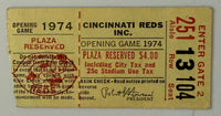 1974 Cincinnati Reds Opening Day Stub, Hank Aaron ties Babe Ruth’s Home Run Record with 714 Home Runs, Marty Brennaman‘s Cincinnati Reds Announcer Debut