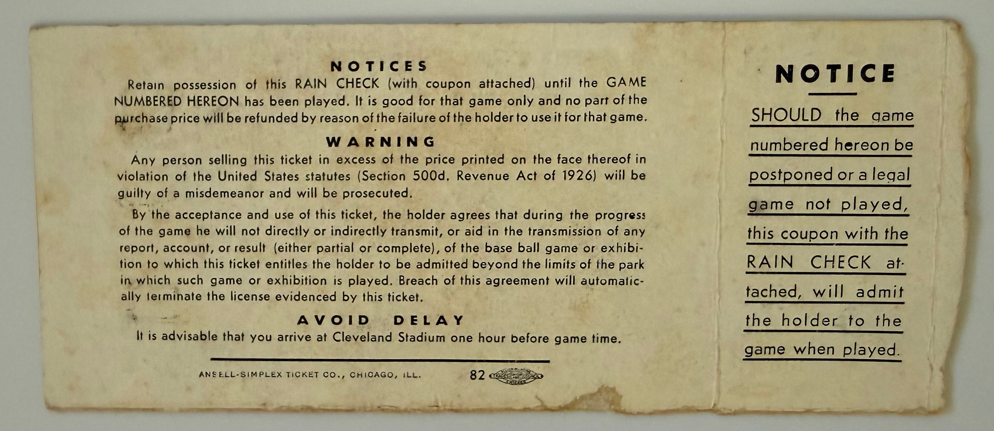 1948 World Series Game 3, Slight Back Damage