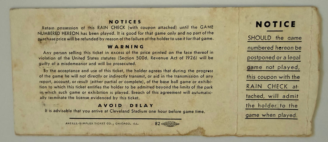 1948 World Series Game 3, Slight Back Damage