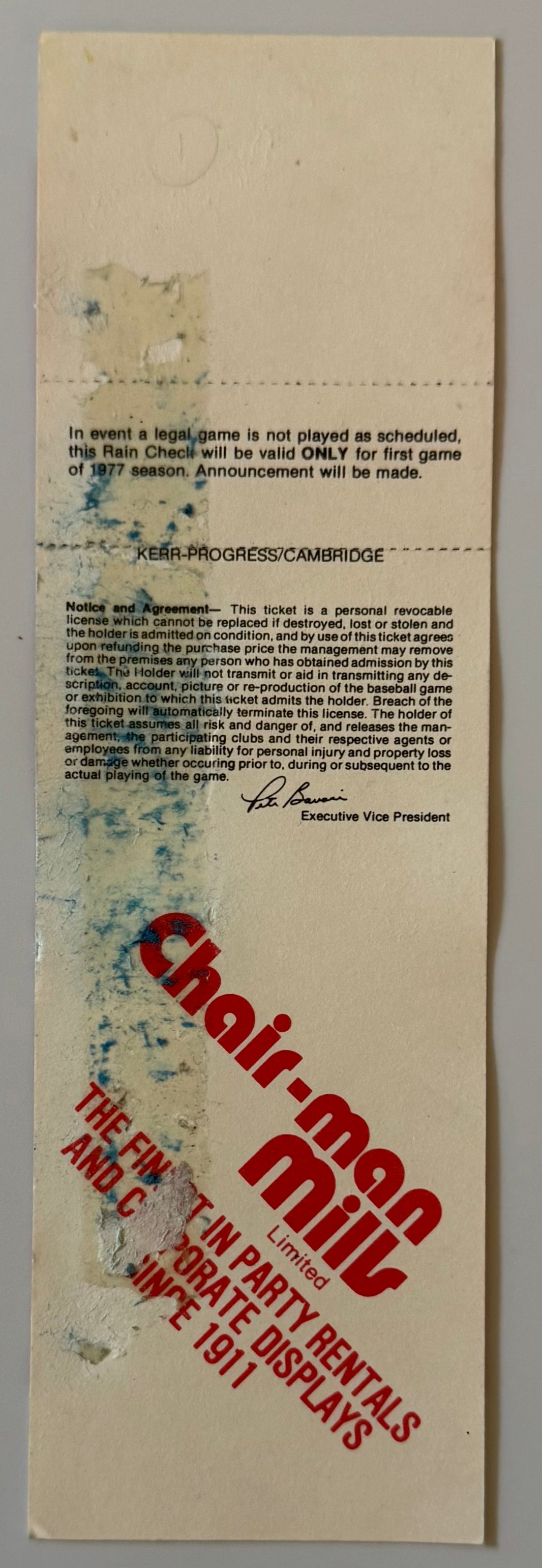 1977 Toronto Blue Jays First Opening Day Ticket and Game, April 7, 1977
