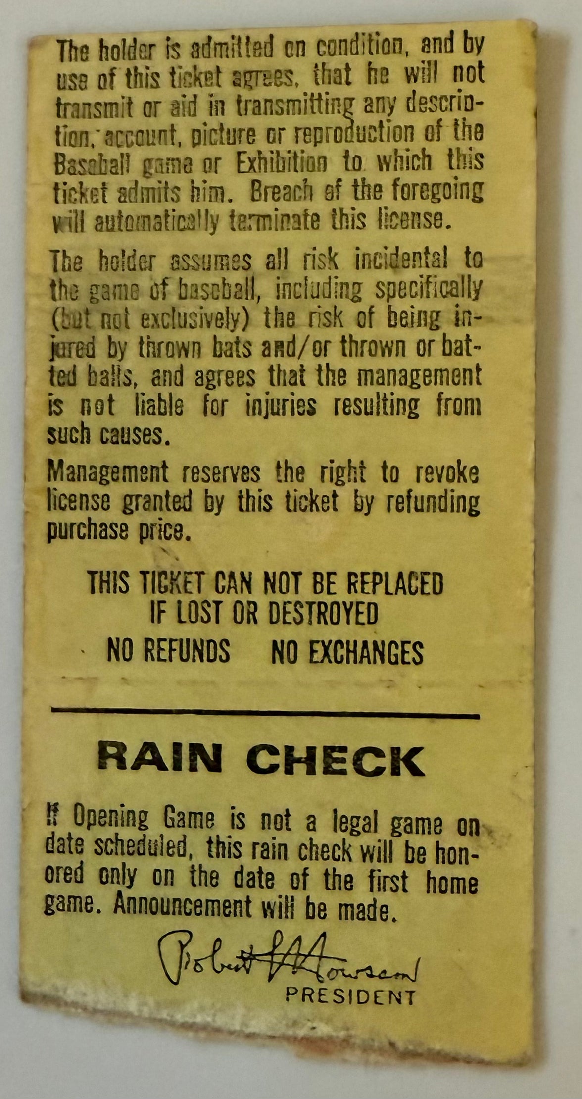 1974 Cincinnati Reds Opening Day Stub, Hank Aaron ties Babe Ruth’s Home Run Record with 714 Home Runs, Marty Brennaman‘s Cincinnati Reds Announcer Debut