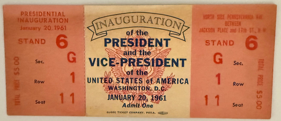 January 20, 1961, JFK Presidential Inauguration, Full Ticket