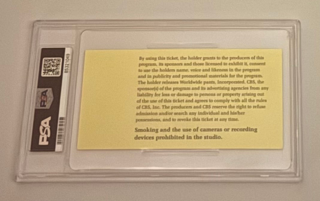 2015 Full Ticket Final Late Show with David Letterman - May 20, 2015 - PSA Graded.  NM-MT