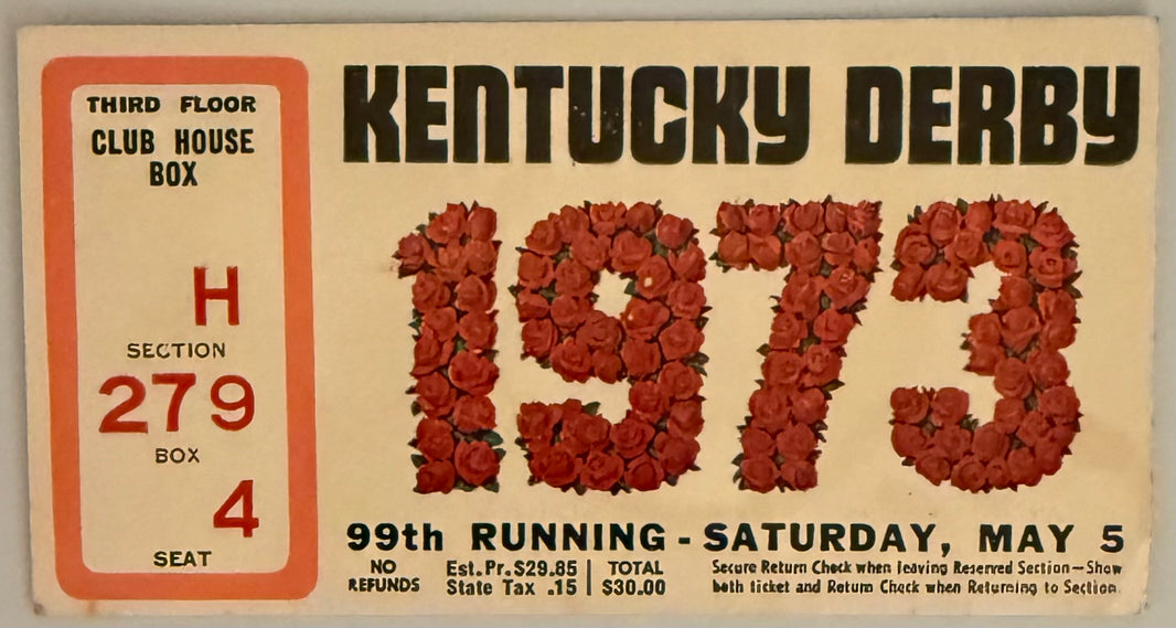 May 5, 1973, Kentucky Derby, Secretariat - Very Good Condition