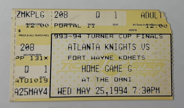1994 Turner Cup Finals, Atlanta Knights vs Fort Wayne Komets, 5/25/1994